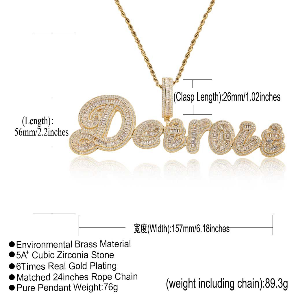 Hip Hop Gold Silver Color Art A-Z Letters Netters Netlace Blingt Zircon Jewelry Goid Men Gift