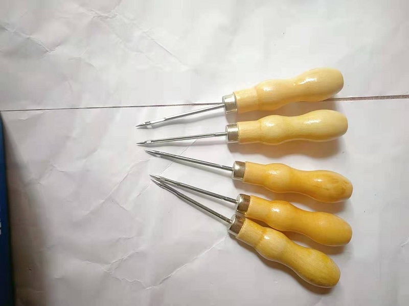 مقبض خشبي الخياطة Awl Hand Stitcher Leather Canvas Tool Tool Tool Tool Funcing Feedle Hook Tool