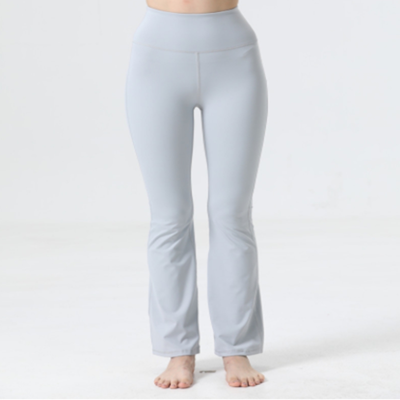 LU-88 Hög midja Yoga Flare Leggings Kvinnor Solid Elastic Nude Sports Pants Fitness Tight Push Up Leging Work Out Bottoms Gymkläder