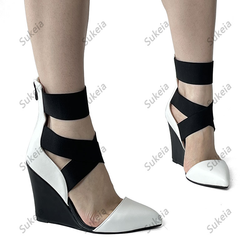 Sukeia Neue Mode Frauen pumpen Reißverschluss Keilkeile hochheels spitze