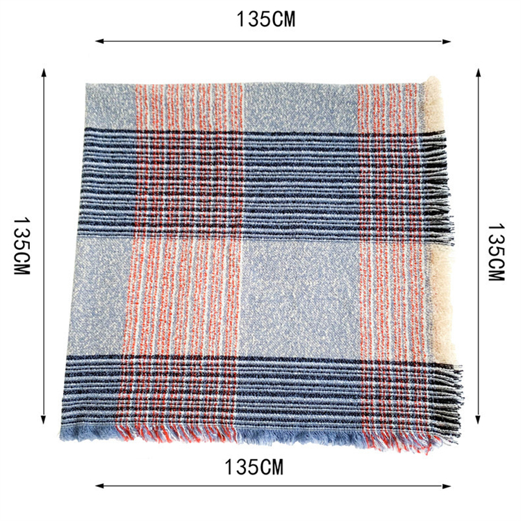 Winter Scarves Circle Yarn Thickened Double Sided Plaid Scarfs Barbed Square Scarf Women Shawl T017