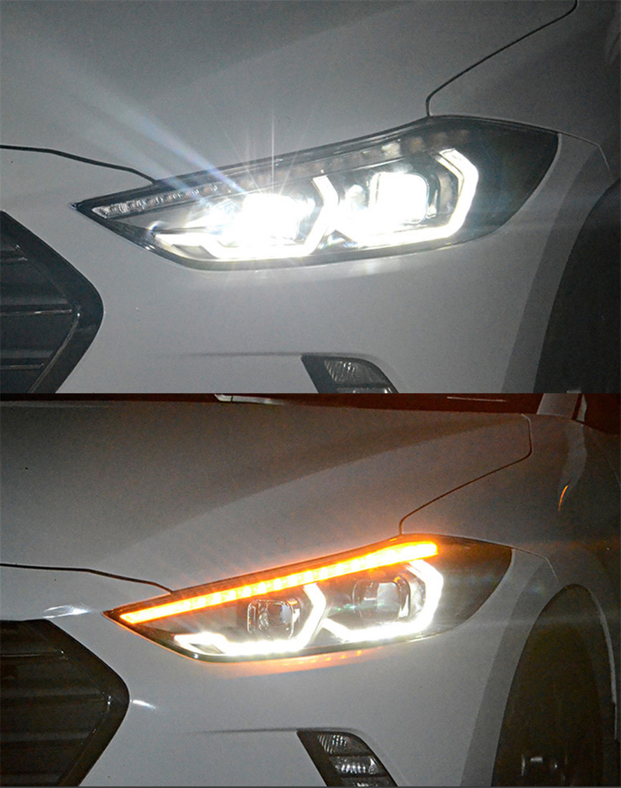 مجموعة المصابيح الأمامية LED LED للاستبدال المصابيح الأمامية ELANTRA 20 16-20 20 BMW TYPE DRL النهار ضوء النهار