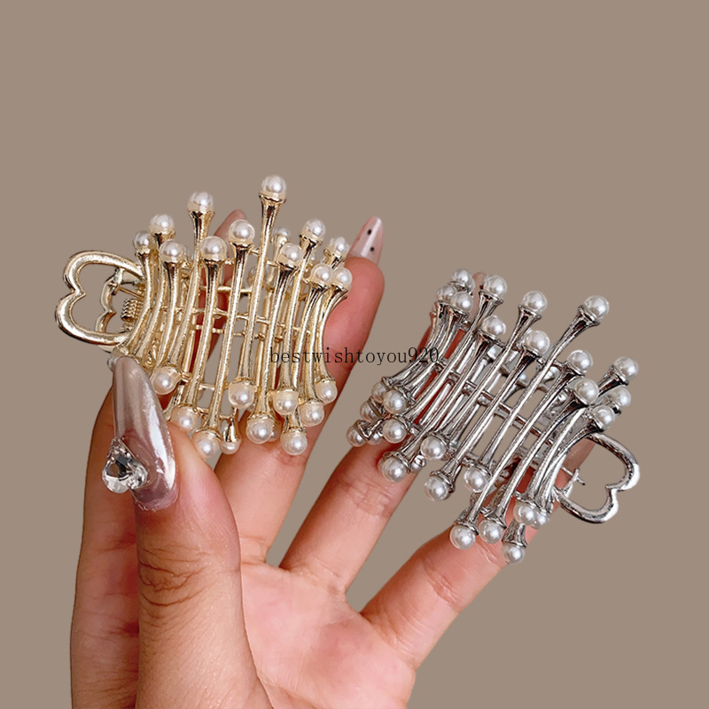 Clip capelli in metallo di perle delicate ragazze 2023 Summer High Cotail High Coil Offerte Claw Clips Clips Accessori Clips