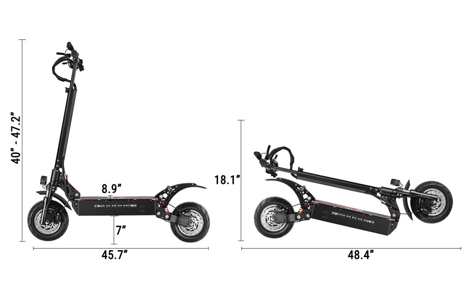 Teewing Q7 Pro Scooter elétrico inteligente dobrável 40 milhas Kick Scooter 3200W Bateria 52V 20Ah Scooter dobrável com motor duplo com pneus de estrada de 10 polegadas