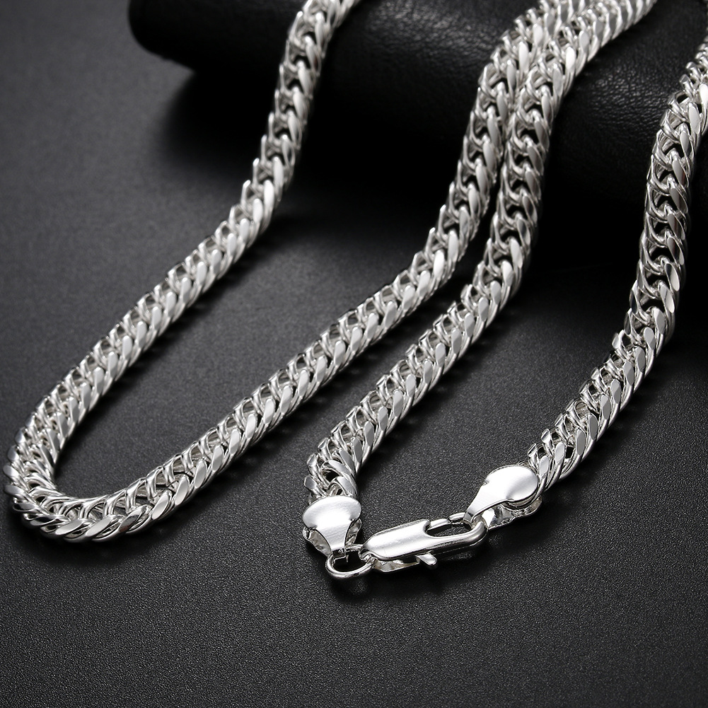 Hot 925 STERLING SILVER PLATED 9MM MEN'S FIGARO NECKLACE & BRACELETS SET JEWELRY