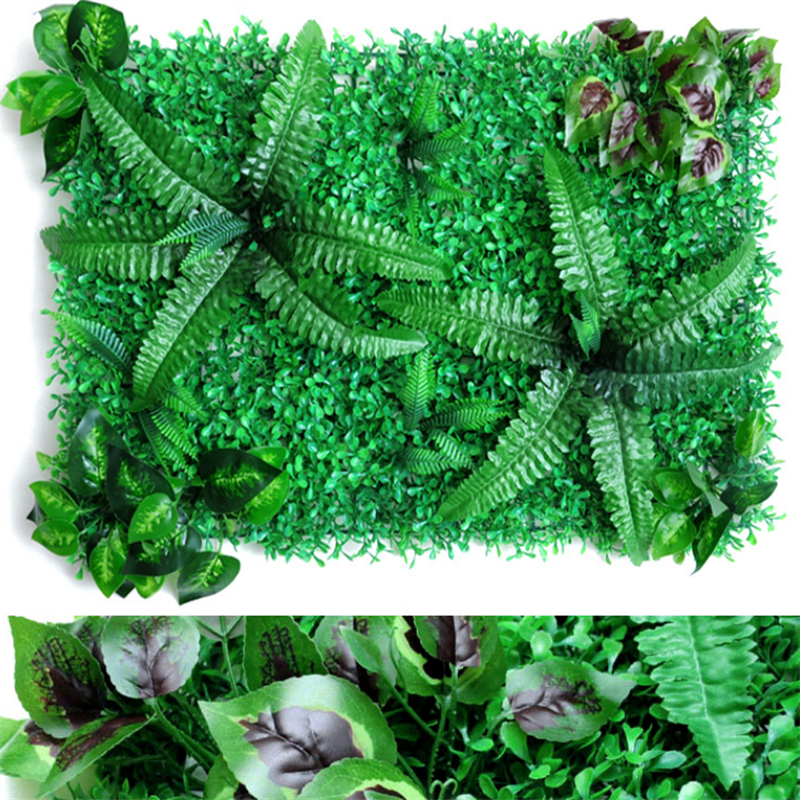 40x60cm Plantes Artificielles Panneau Mural DIY Fond Mur Simulation Feuille D'herbe En Plein Air Intérieur Partie Décoration Vert Tapis Décor À La Maison