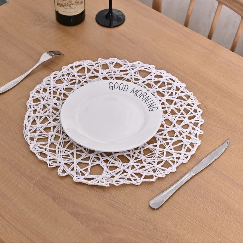 Tafelmatten pads warmte isolatie holle mat ronde rattan weven placemat pads servies dinary cup coaster huistafel decoratie keukenbenodigdheden