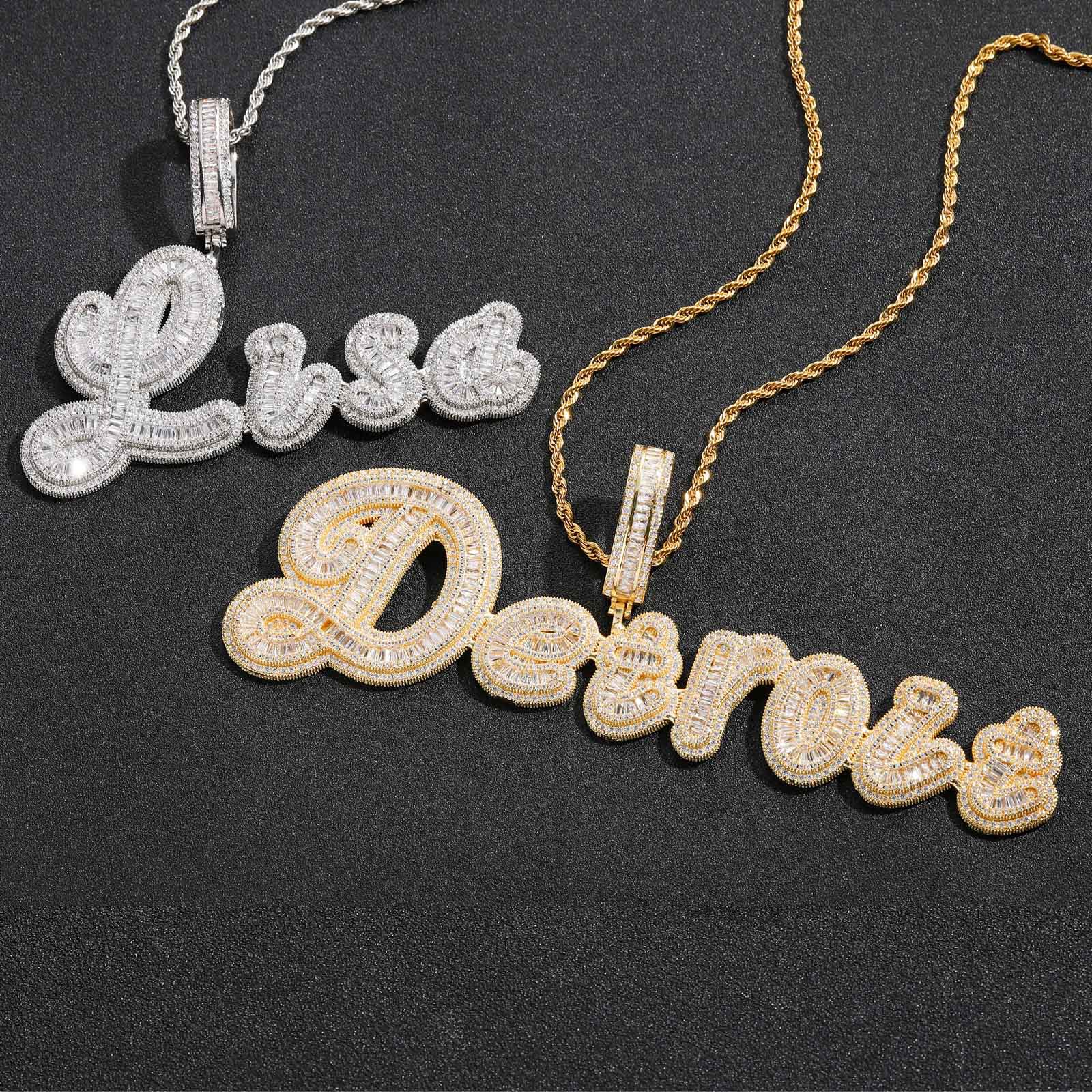 Hip Hop Gold Silver Color Art A-Z Letters Netters Netlace Blingt Zircon Jewelry Goid Men Gift