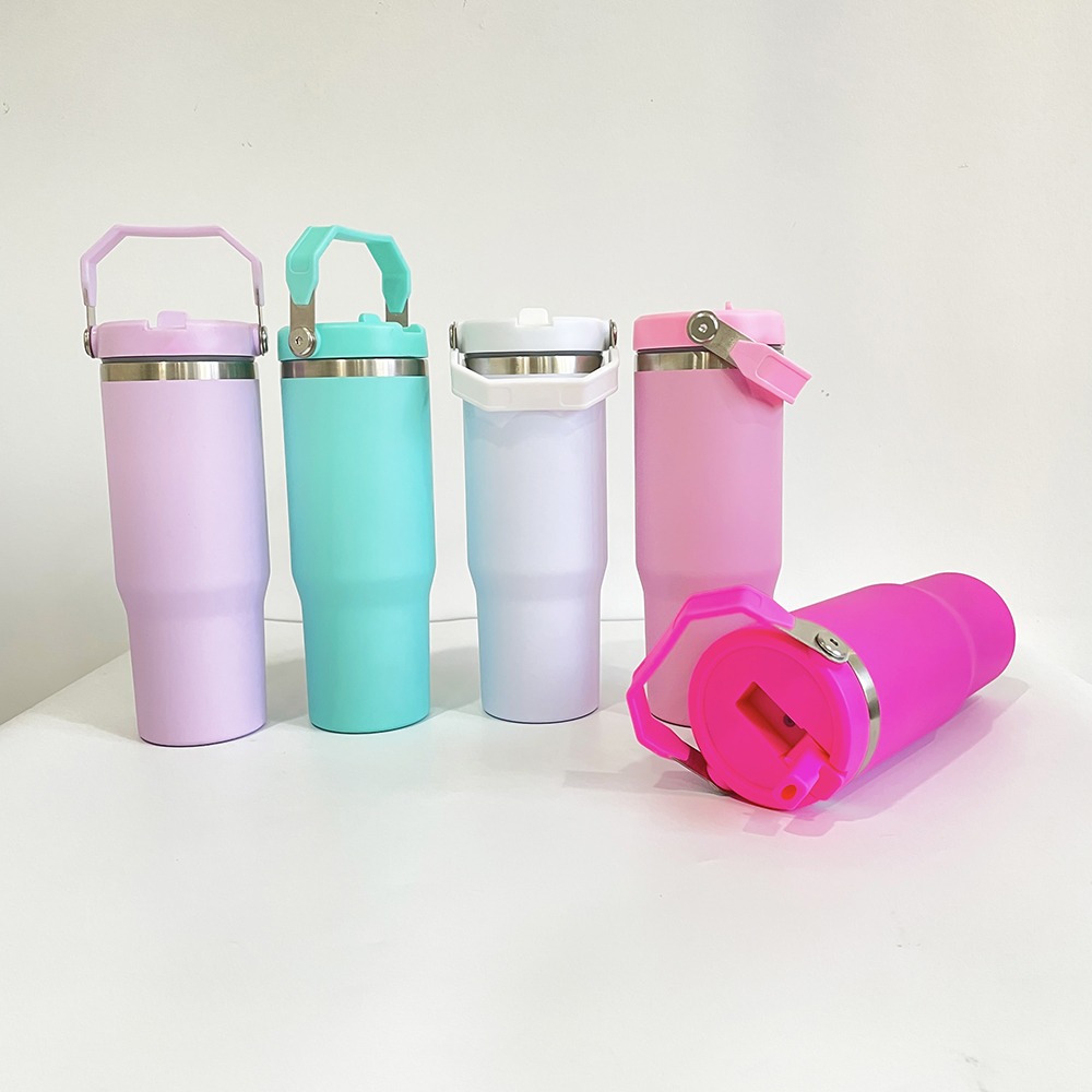 30oz sublimation blanks BPA free matte colored leak proof portable outdoor flip straw tumbler sports water bottle mugs for cold drinks