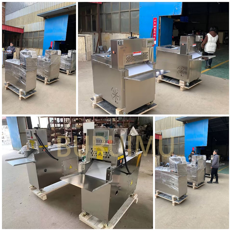 CNC Commercial 4 Roll en acier inoxydable complet Full Automatic Beef Mutton Bacon Slicer / Frozen Lamb Roll Roll Cutll Cuth Specing Machine