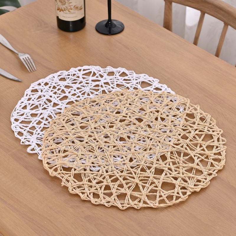 Tafelmatten pads warmte isolatie placemats holle mat round rattan weaving placemat pads servies dinary coaster huistafel decoratie keuken restaurant benodigdheden