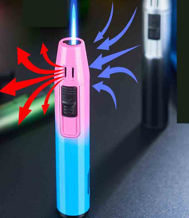 Najnowszy styl pióra kolorowy Jet Jet 5 kolorów metalowy nadmuchiwany bez gazu Butan Windproof Lighters