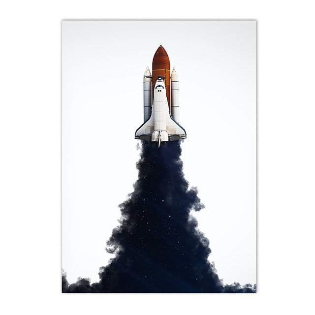 Space Rocket Canvas Painting Wall Art Cartoon Planet Posters Astronaut Print Painting Nursery Prints Nordic Wall Pictures Kids Bedroom Living Room Decor Wo6