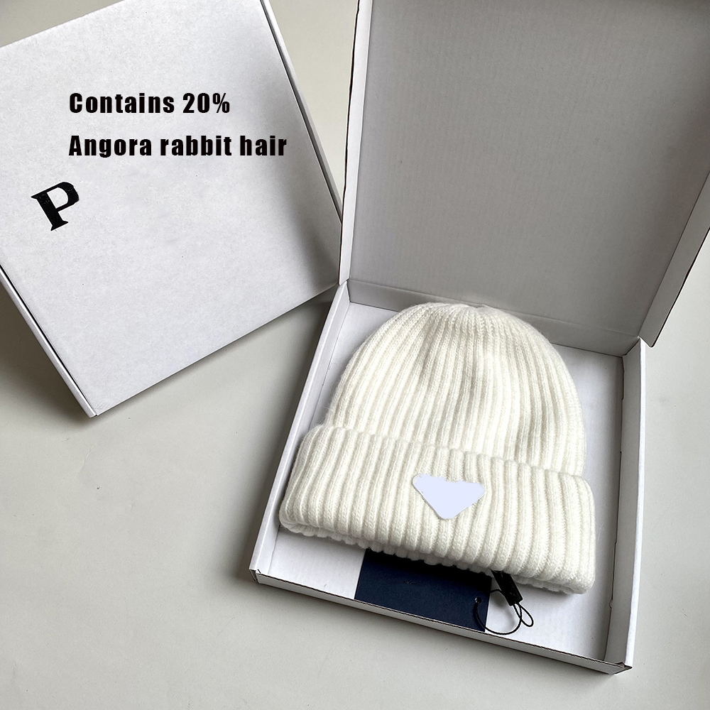 Designer Rabbit Hair Hat Popular Knitted Hat in Europe and America Woolen Hat Winter Cold and Warm Gift Box Couple Hat