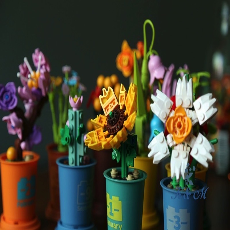 Neuankömmling heiß verkaufte Dekool Kaffeetasse Bausteine ​​Blumen 12 Monate kreative Blöcke abs Geschenkspielzeug