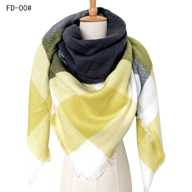 Accesorios de moda Otoño e invierno Bufandas de invierno Cajeza de imitación de gris amarillo Gran bufanda a cuadros para la mujer con el chal de doble cara agrandado de las mujeres T014