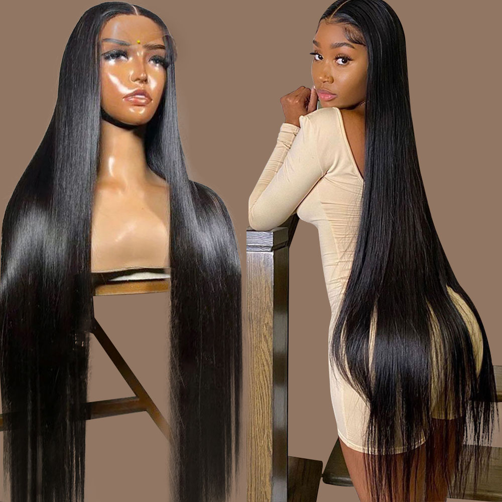 30 Inch Lace Frontal Wig Straight HD Transparent 13x4 220%density 360 Lace Front Human Hair Wig Bone Straight Human Hair Wigs for Women
