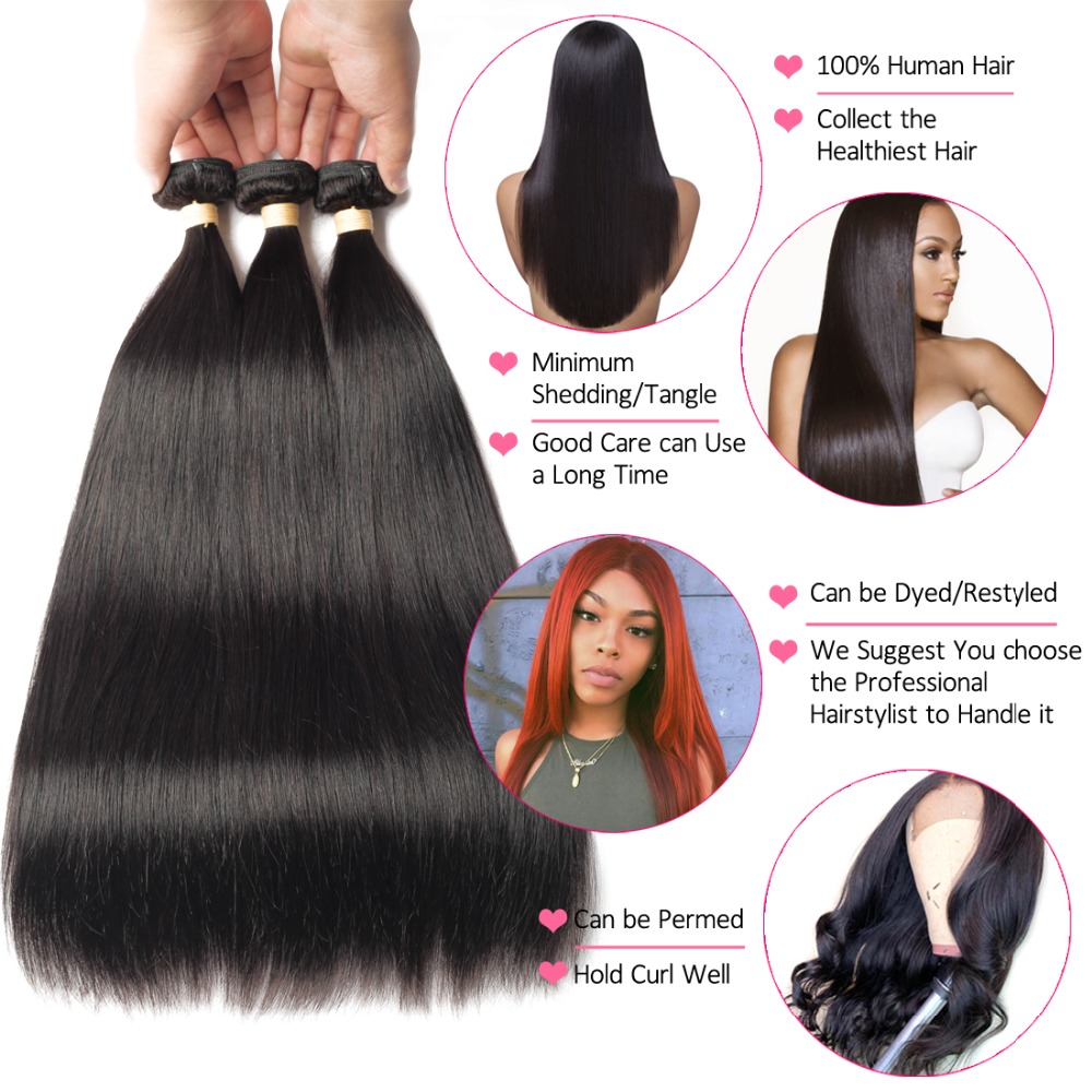 Brazilian gerade Haarbündel Jungfrau Remy Straight Human Hair Bündel 100% unverarbeitetes menschliches Haar Bündel natürliche Farbe