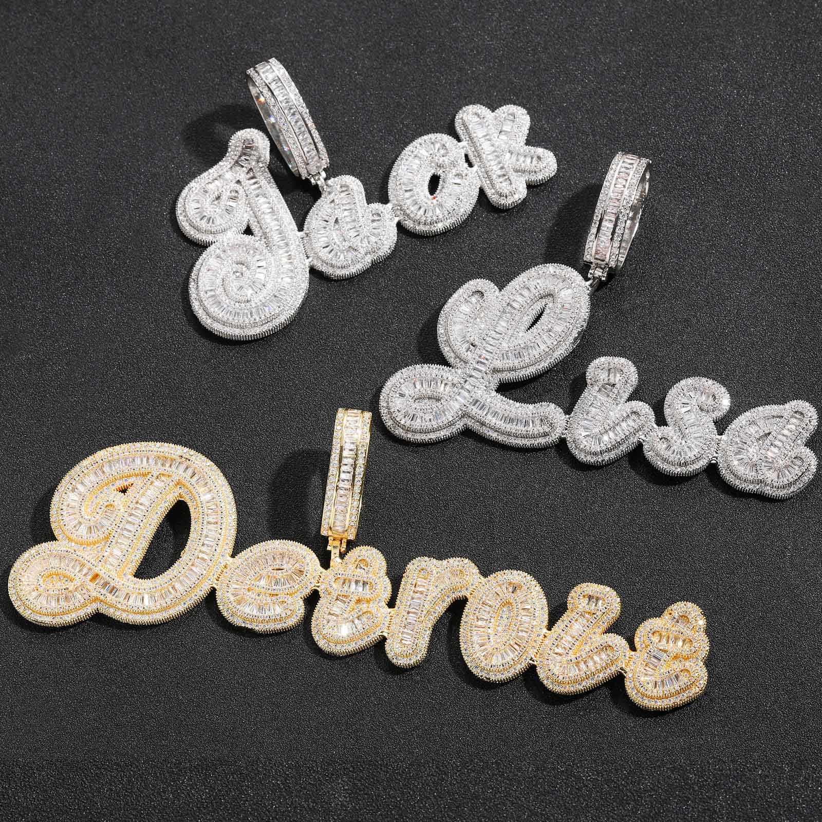 Hip Hop Gold Silver Color Art A-Z Letters Netters Netlace Blingt Zircon Jewelry Goid Men Gift