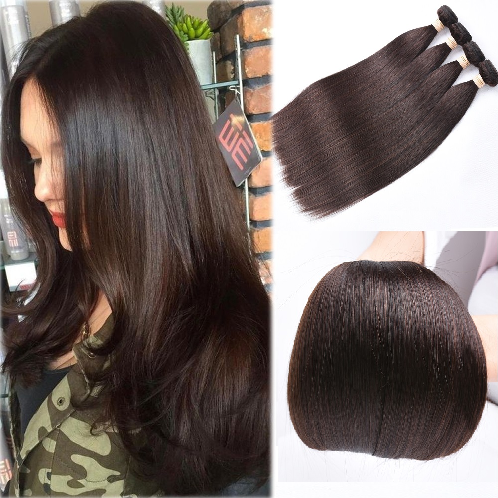 Brun rak hårbuntar Brasilianskt mänskligt hår 2/3/4 buntar Dark Brown Straight Hair Remy Hair Extensions Natural Color