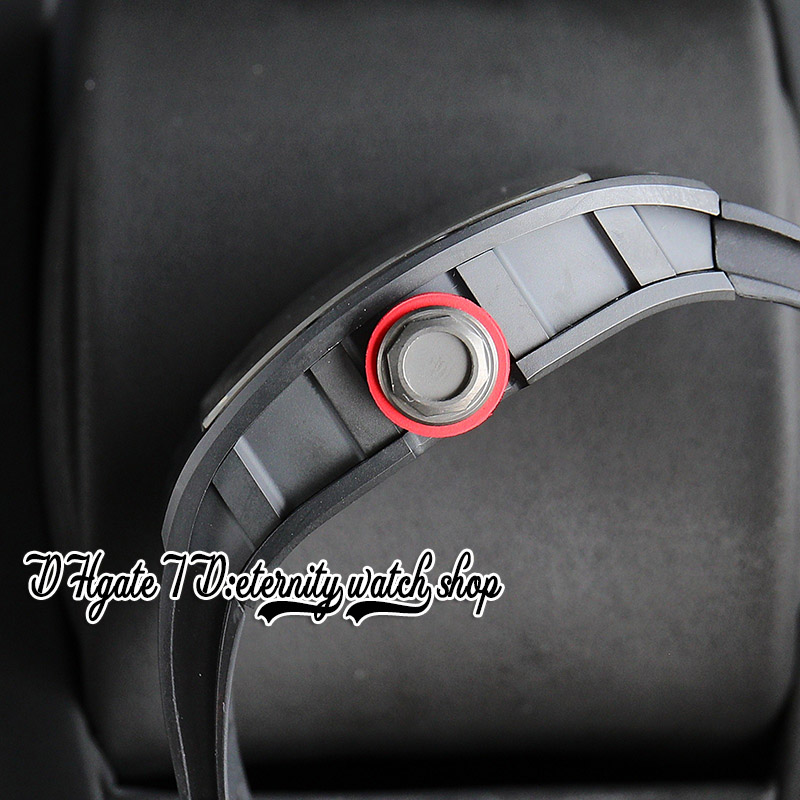RMF 055 Zegarek męski RMUL2 Mechaniczne ręcznie winne czarne ceramiczne obudowę szary śruby piaskowe szkielet czerwony pierścień wewnętrzny czarny gumowy pasek Super Edition Watches