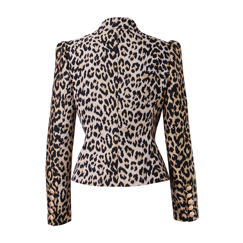 B1017 Leopardenmusterjacke für Frauen High-End French Light Luxury Göttin im Stil Schlanker kurzer Blazer Top