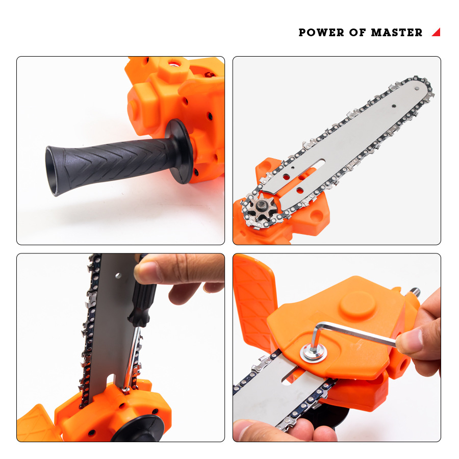 6 /4 Inch Portable Conversion Head Kits Electric Drill to Electric Chain Saw Adapter Attachment Woodworking Pruning Tools for Garden