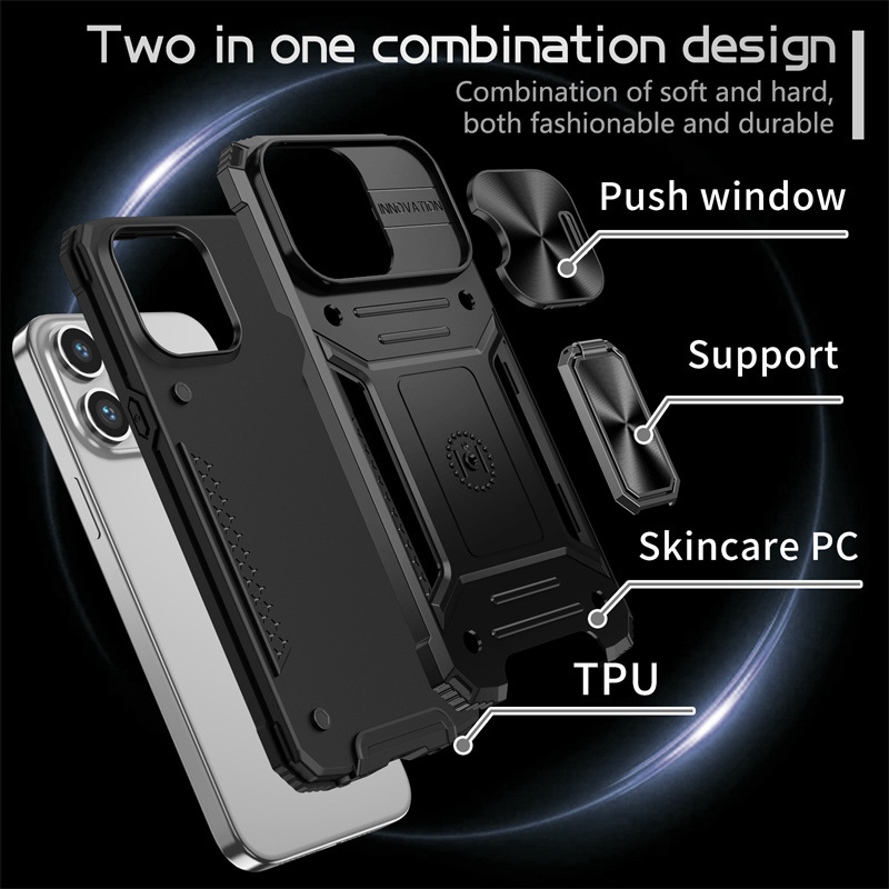 Mobile Phone Accessories Back Cover With Lens protection Ring Holder Shockproof Armor Phone Case For Iphone 15 pro max 14 13 12 Pro Max