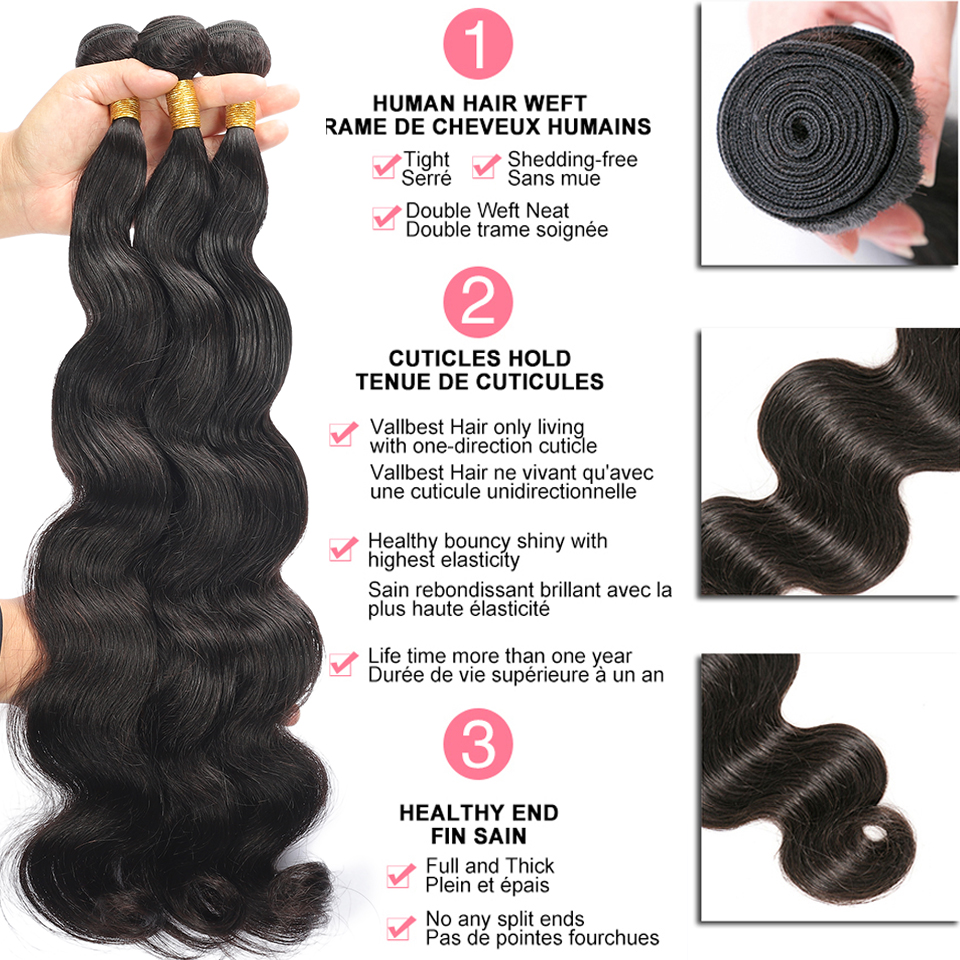 Bundle di onde del corpo da 8-30 pollici Bundle Malaysia Weave Bundle Human Hair Bundle 1/3/4 fasci di capelli umani Bundle Remy Extensions