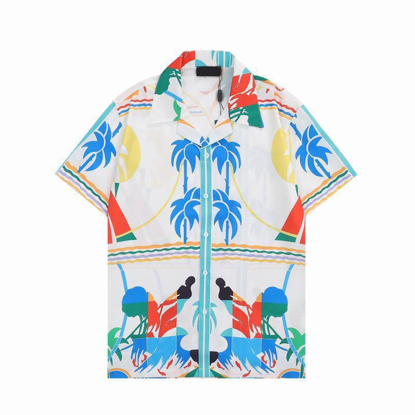 Ny stil designer skjorta mens knapp upp skjortor tryck bowling skjorta hawaii blommor casual skjortor män smal passar kort ärm klänning hawaiian t-shirt storlek m-3xl 1688