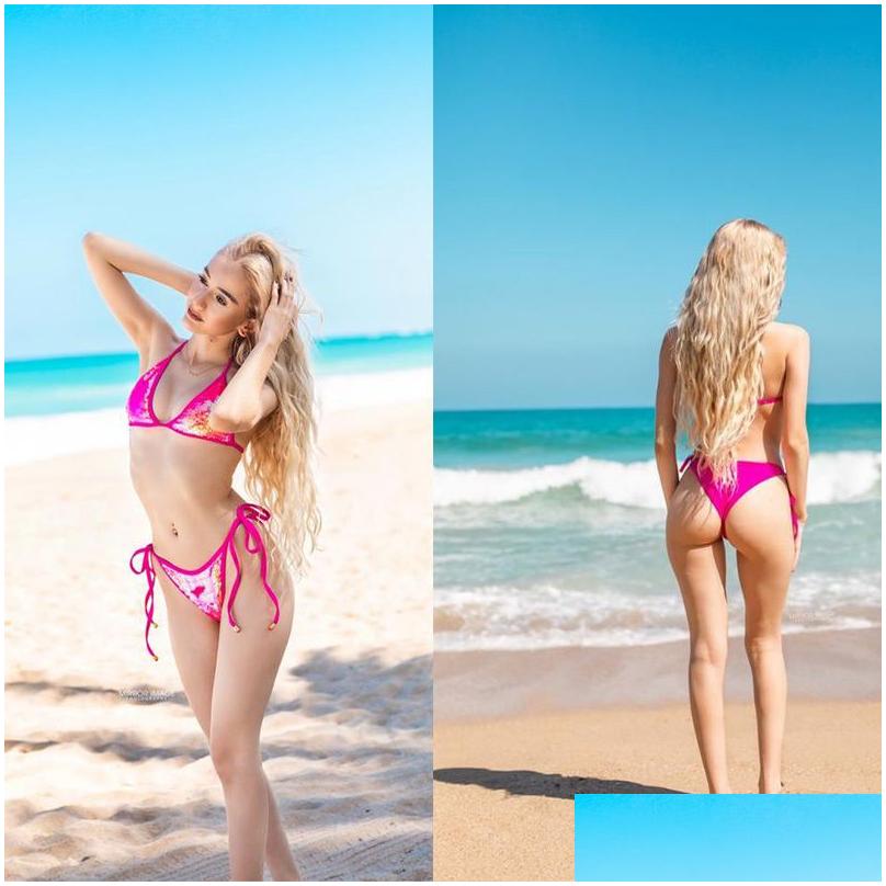 Kobiety w bikini dla kobiet Kobiety cekinowe sznurka sznurka tyłek selftie kantar Shinning cekiny Swimsuit niski poziom y200319 upuść dhdrs