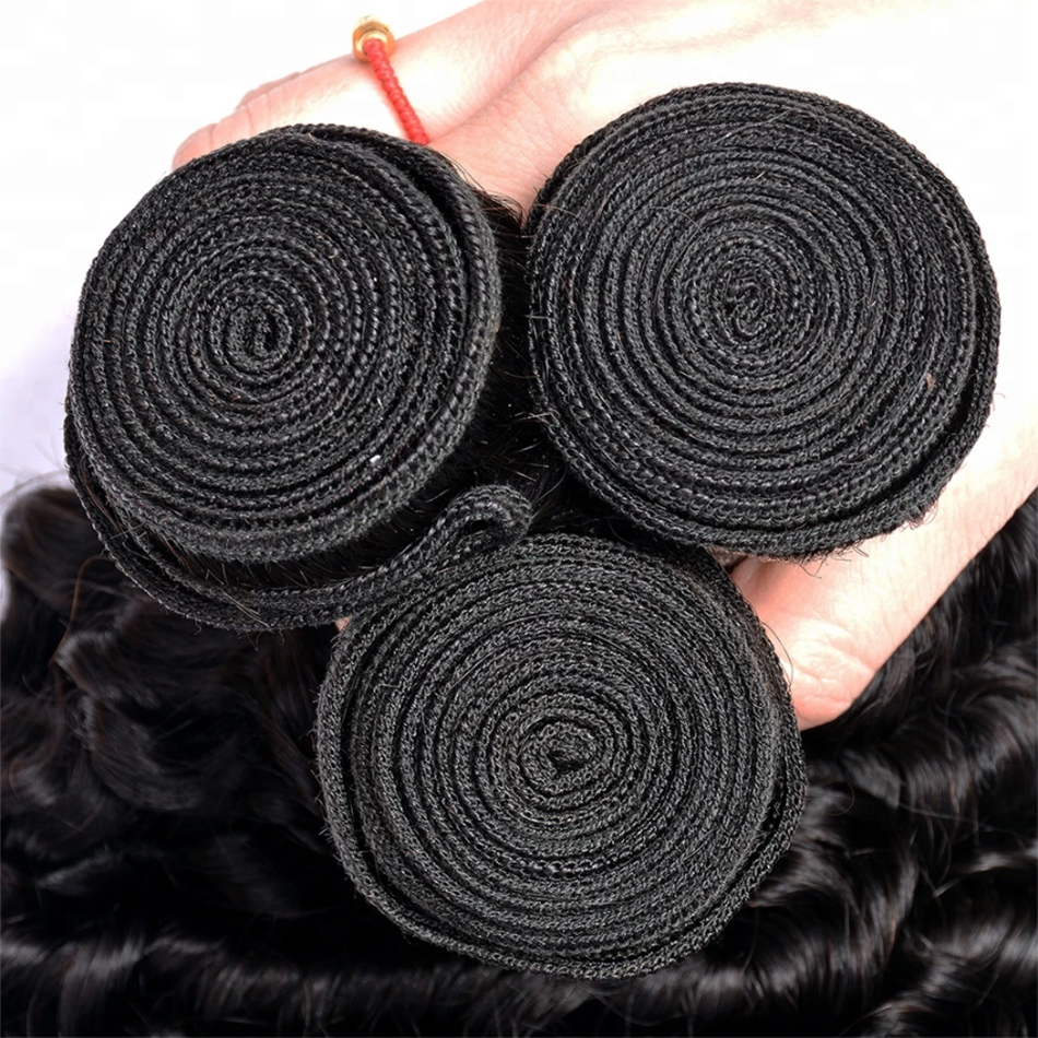 Deep Wave Bundles Human Hair 30 Inch 1/3/4 Bundles affärer Brasilianska djupa lockigt mänskliga hårvävbuntar Hårförlängningar 100g/st