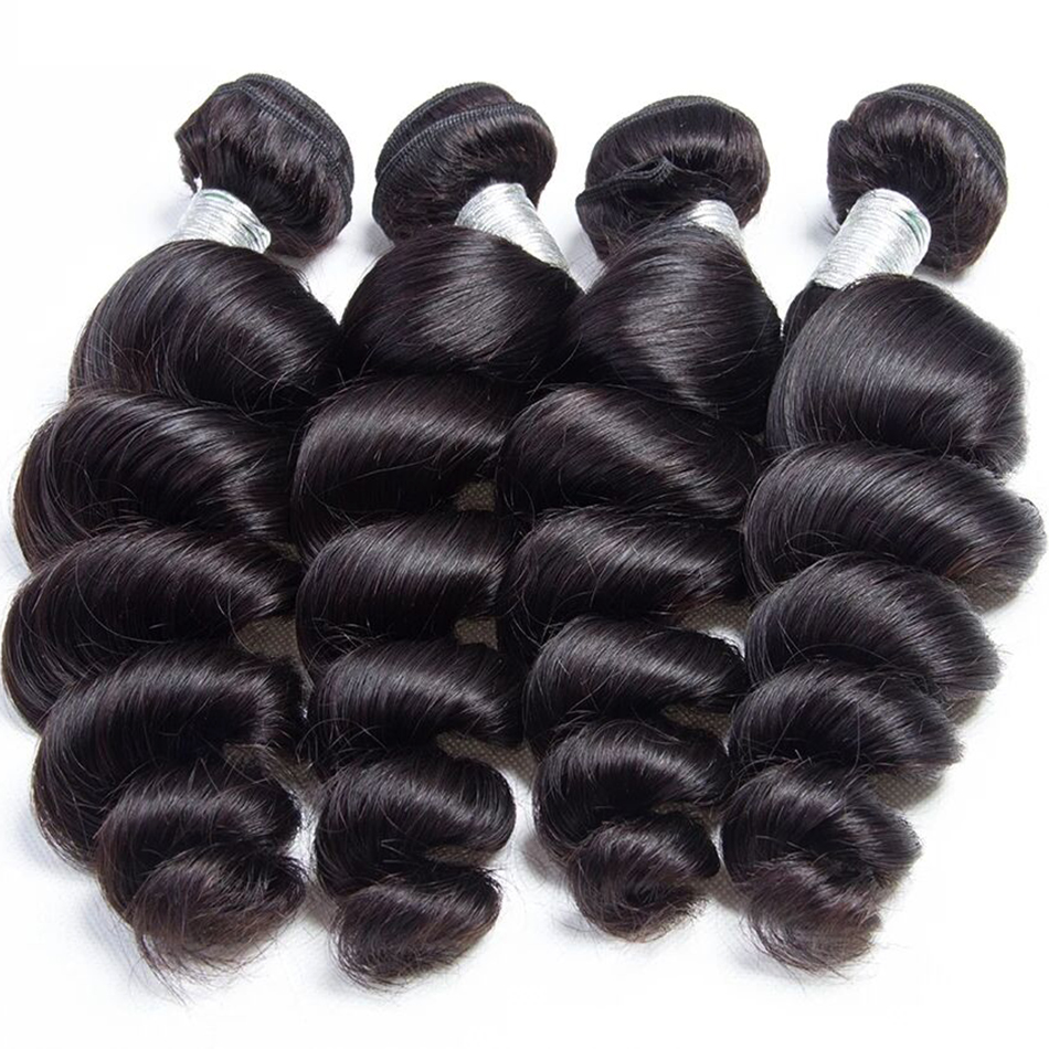 Bundles de tissage de cheveux brésiliens Loose Wave 1 3 4 Bundles Deal Raw Virgin Remy Extensions de cheveux humains Tissage 28 30 pouces Loose Deep