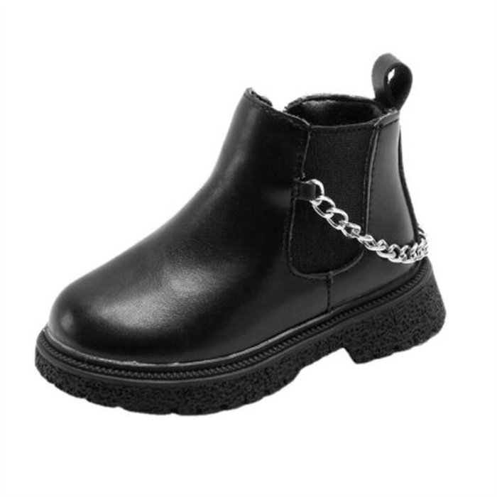 Autumn Winter Kids Martin Boots Fashion Non-slip Boy Girl Ankle Boot Chain Decoration Snow Boot Children Leather Shoes