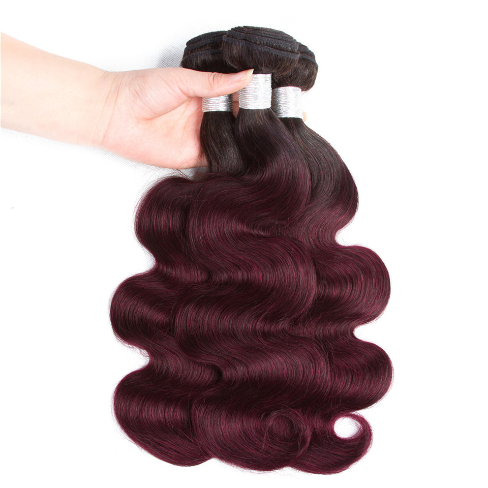 1b 99J Bundles ombre onda corporal pacote de cabelo brasileiro 3/4 pacotes 99J Pacacos de cabelo humano de cabelos por atacado pacotes