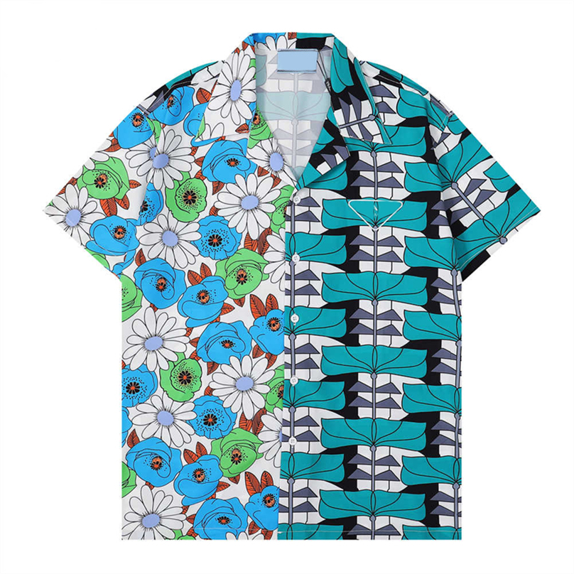 Ny stil designer skjorta mens knapp upp skjortor tryck bowling skjorta hawaii blommor casual skjortor män smal passar kort ärm klänning hawaiian t-shirt asiatisk storlek m-3xl