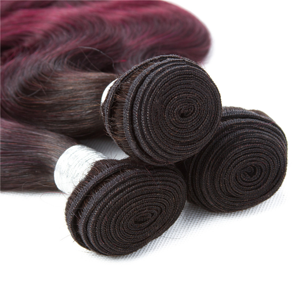 1b 99J Bundles ombre onda corporal pacote de cabelo brasileiro 3/4 pacotes 99J Pacacos de cabelo humano de cabelos por atacado pacotes