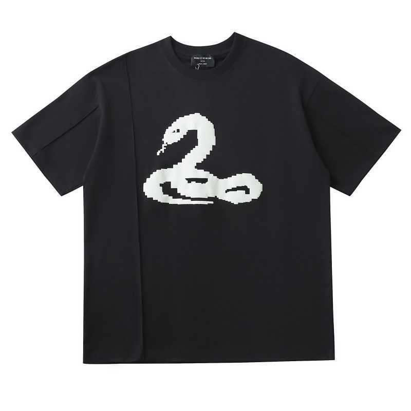 T-shirts pour hommes RTIM Dark Snake Image Mousse Imprimé Manches Courtes Petit OS Lâche High Street Irrégulier À La Mode Sous-T-shirt