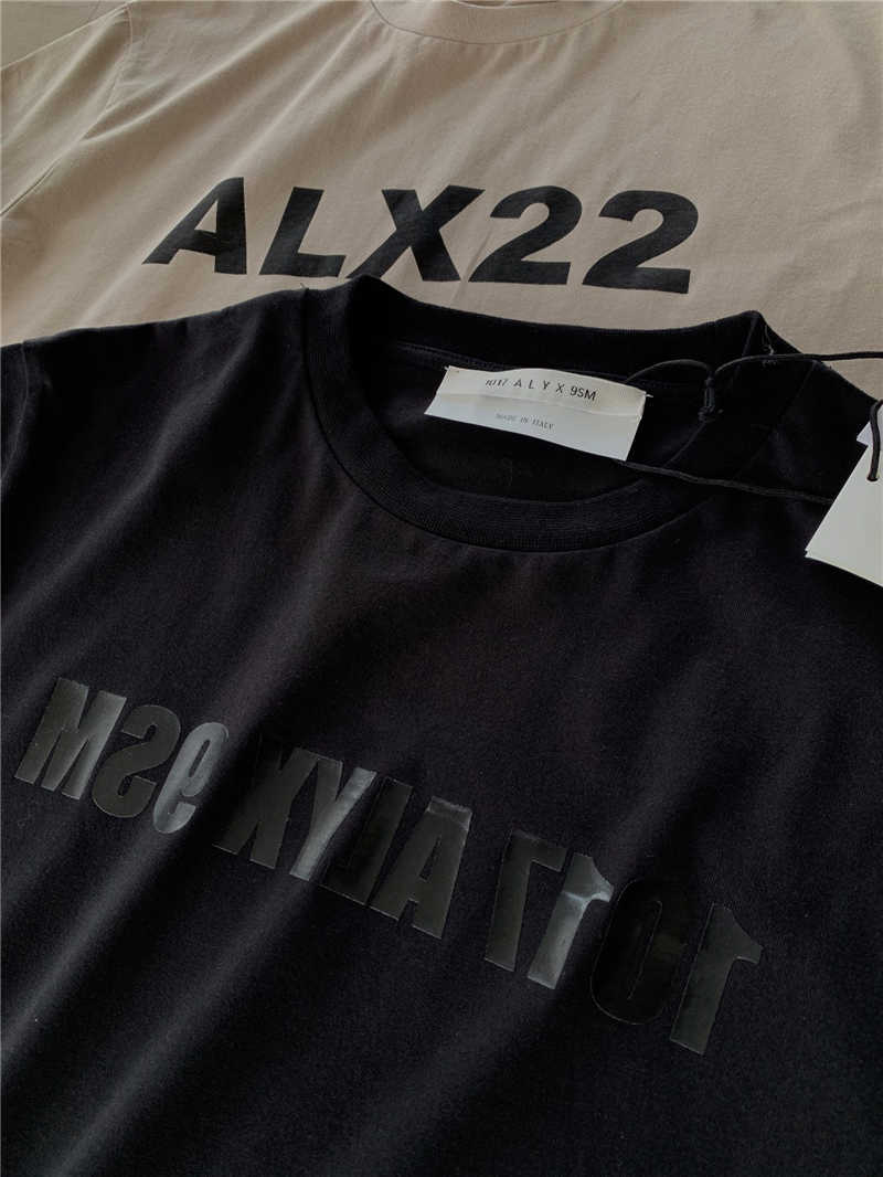 Мужские футболки хорошего качества 1017 Alyx 9sm Fashion Tshirt Мужчина Alyx Apricot aly22 Женские рубашки тяжелая ткань негабаритная футболка винтаж с коротким рукавом