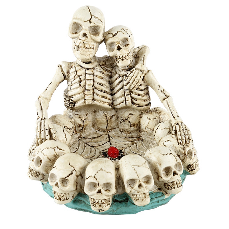 Latest COOL Resin Lovers Smoking Saints Day Skulls Shape Ashtrays Portable Herb Tobacco Cigarette Cigar Holder Desktop Support Stand Ash Soot Container Ashtray