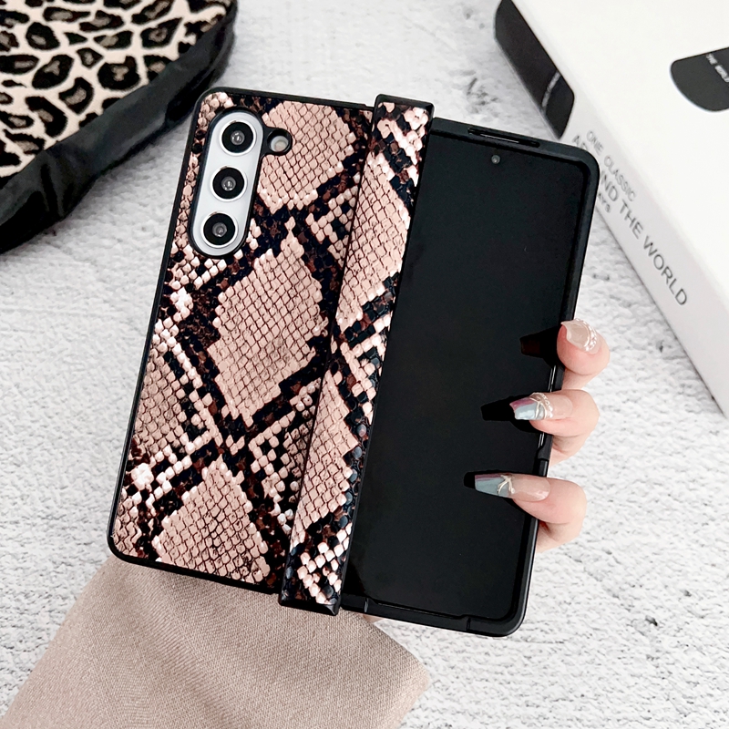 ZFold5 Snake Grain Leather Folding Hard Cases For Samsung Galaxy Z Fold 5 4 3 Fold4 ZFold5 Fashion Plastic PC Acrylic TPU Clear Mobile Phone Cover