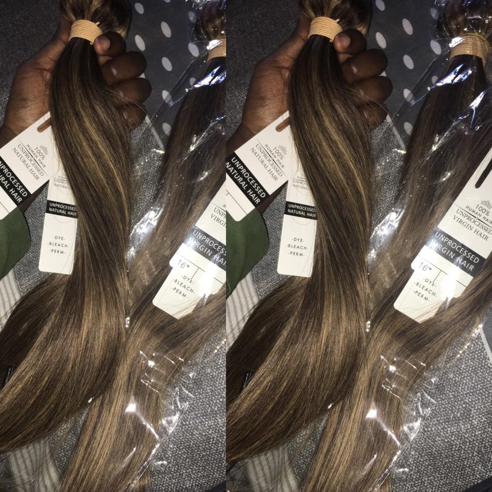 Podświetl pakiety Brazylijskie proste ludzkie włosy pakiety Ombre brązowe proste włosy wiązki 3 wiązki Remy ludzkie przedłużenia włosów