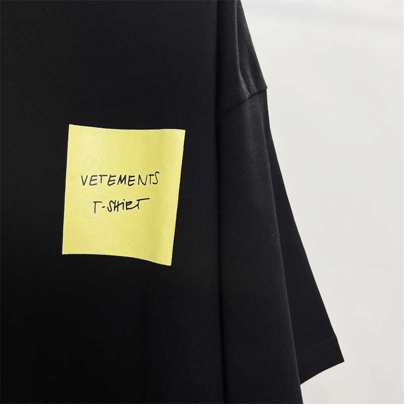 Koszulki męskie dobra jakość 2023SS Wetententy Post-it Note charakterystyczny moda T-shirt mężczyzn Vetements Overaged Vintage VTM Kobiety koszulki