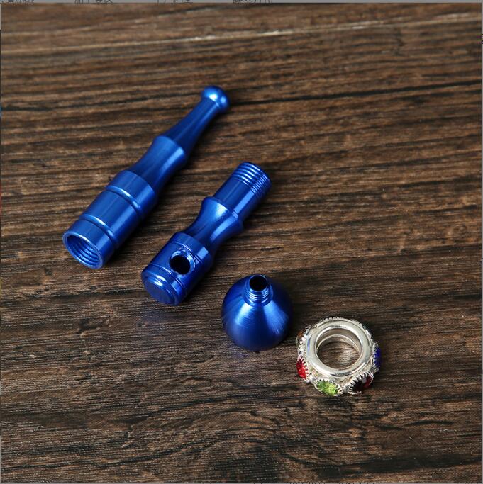 10CM Foreign trade cross-border aluminum pipe with drill multi-color smoke rod metal cigarette wholesale convenient removable cleaning