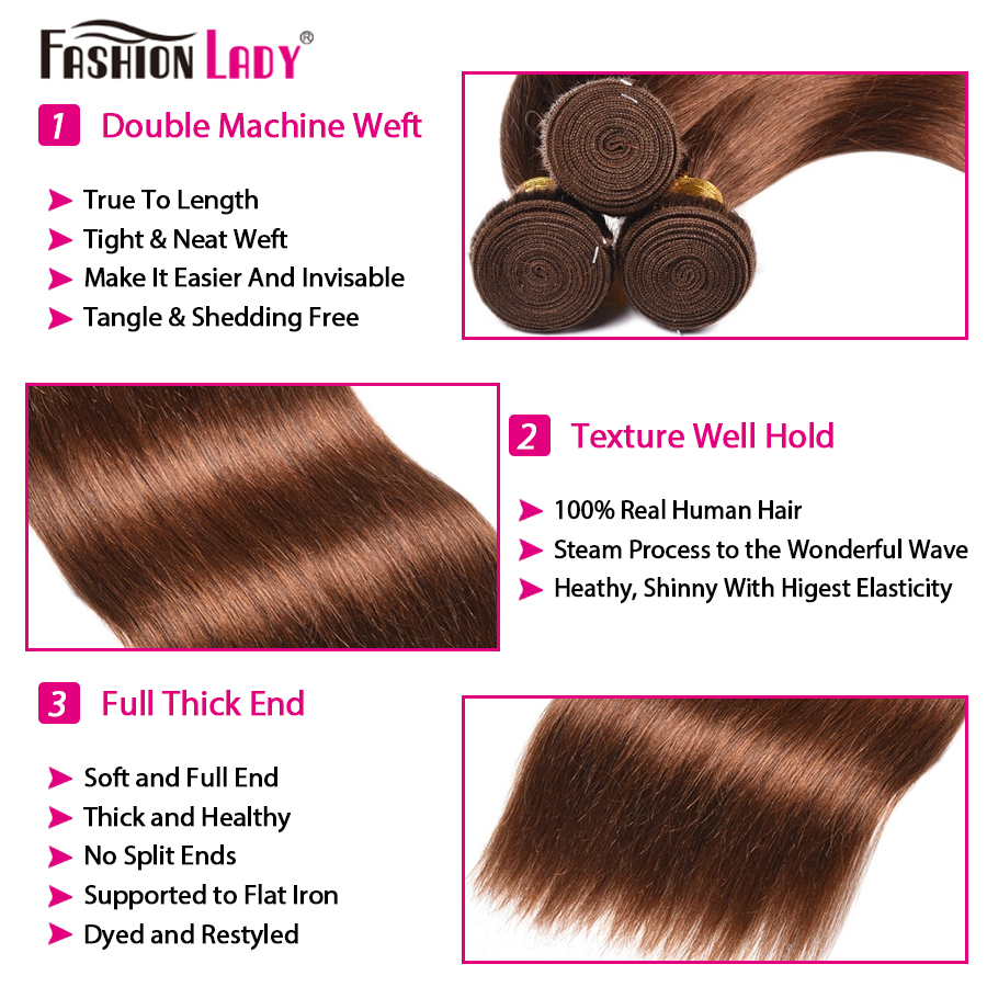 Chocolate Brown Human Hair Bundles 4# Brazilian Hair Weave Bundles Straight Bundles Non-remy Human Hair Extension