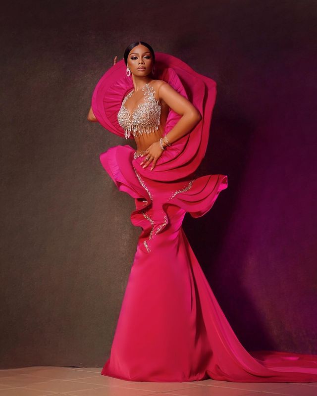 2023 August Aso Ebi Fuchsia Mermaid Prom Dress Crystals Beaded Evening Formal Party Second Reception Birthday Engagement Gowns Dresses Robe De Soiree ZJ7102