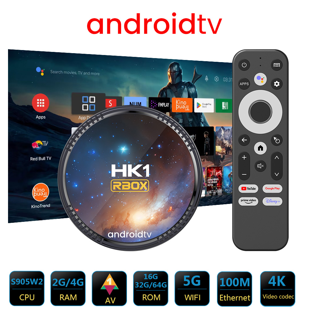 HK1 RBOX W2T SMART TV BOX ANDROID 11 ATV AMLOGIC S905W2 4GB 32GB 64GB 2.4G/5G DUAL WIFI 4K HD AV1 BTメディアプレーヤーTVBox