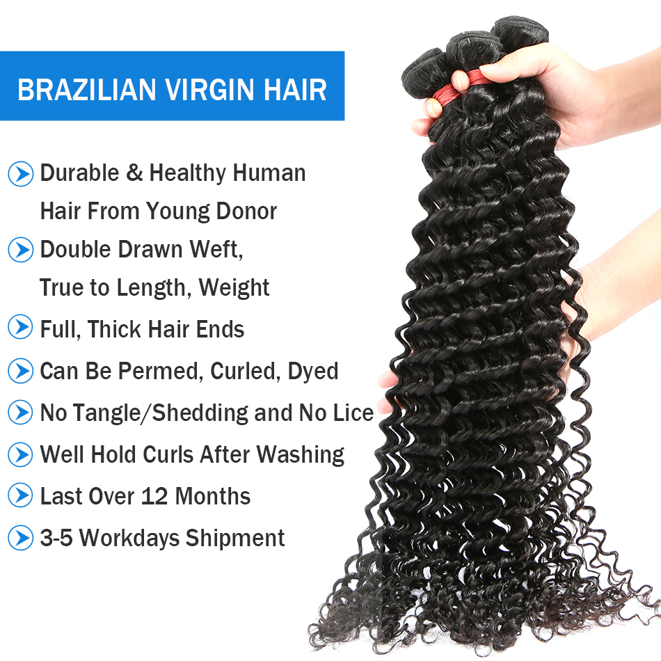 30 40 -дюймовые рассыпанные глубокие волны, человеческие волосы, 100% бразильские волосы remy curly Water Wave 3 4 Связанные сделки оптом