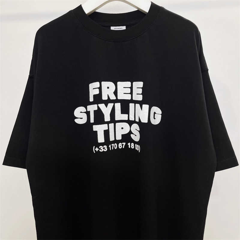 Męskie koszulki dobrej jakości Vetements darmowe wskazówki stylistyczne mody T-shirt mężczyzn vtm kobiety swobodne czarne koszulki