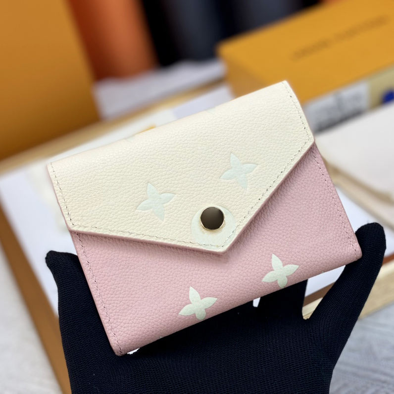 Fashion women's Designer wallets Cards holder Trifold Wallet Womens coin purse multi card slot clip purse high quality lychee texture Leather wallet with box